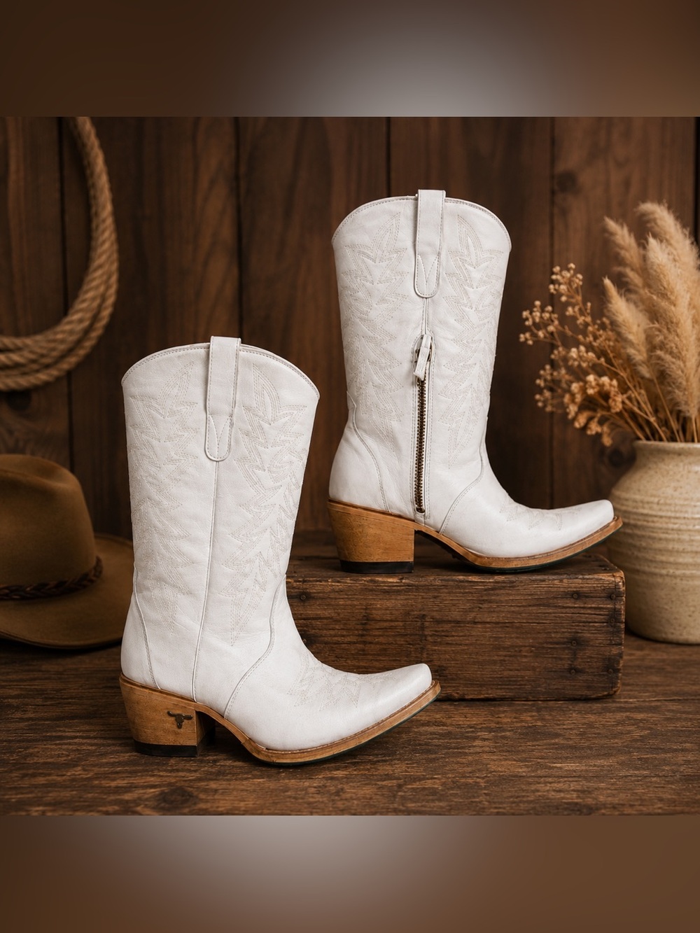 Lane Smokeshow White Patent Mid-Calf Cowboy Western Boots Sz 7.5 NWOT SOLD OUT
